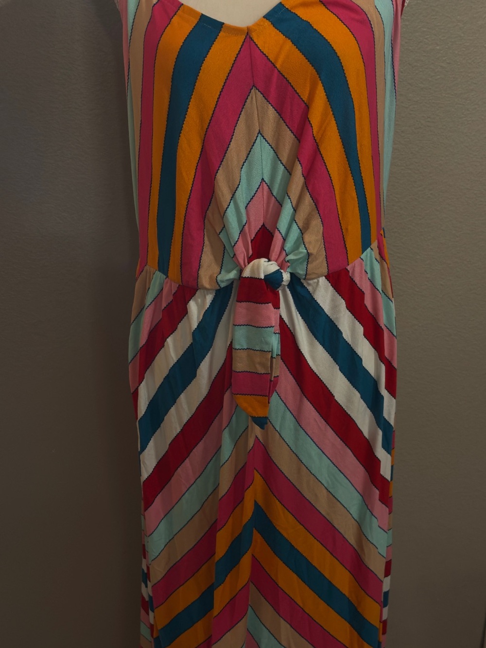 Lane Bryant Multicolor Striped Tie-Front Maxi Dress